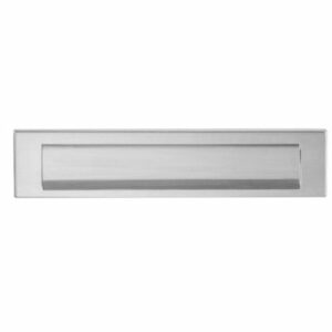 JNF briefplaat, rechthoekig, 340 x 75 mm, met valklep, RVS