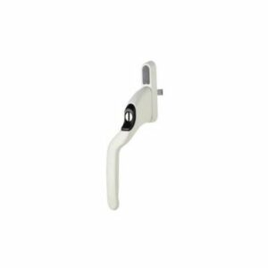 Winlock 0142 serie, links verkropt, afsluitbaar met sleutel, SKG**, wit RAL9001 met zwarte drukknop